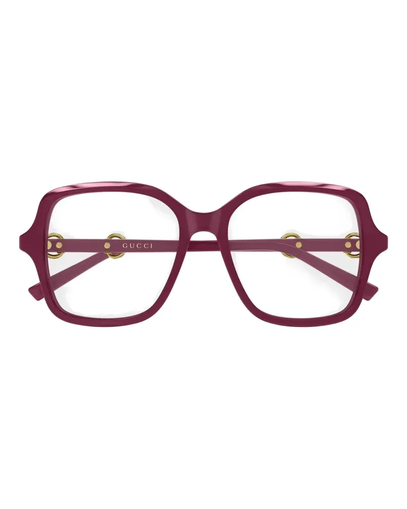 Gucci Eckige Horsebit Brille - Rot Rot