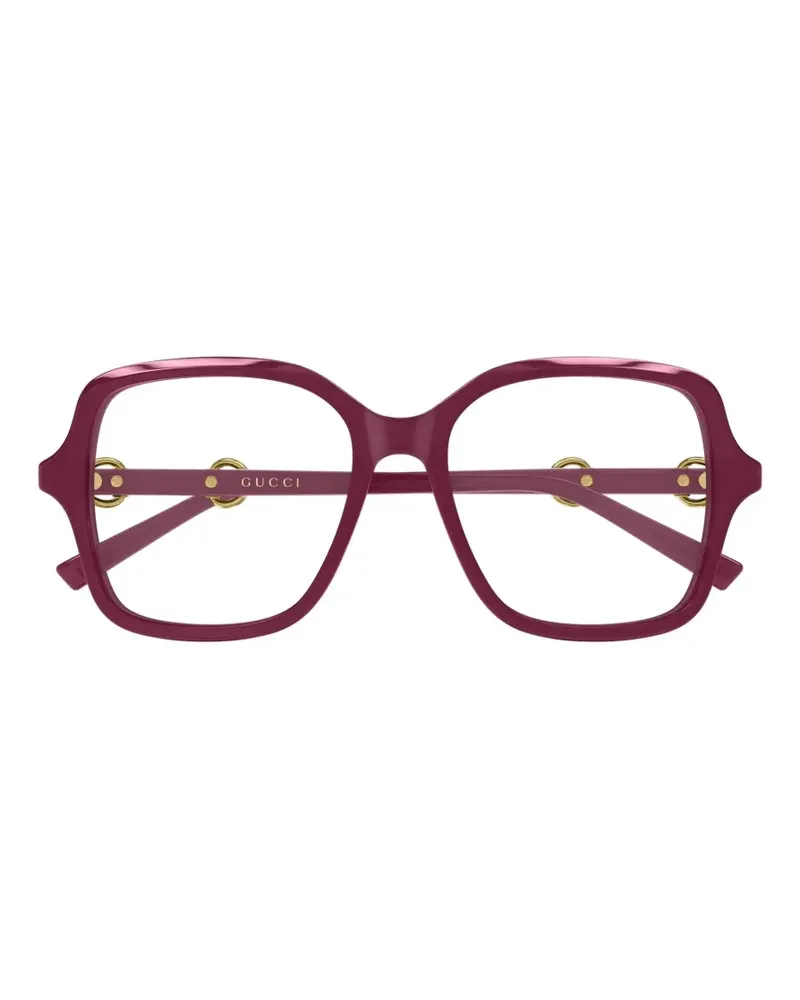 Gucci Eckige Horsebit Brille - Rot Rot