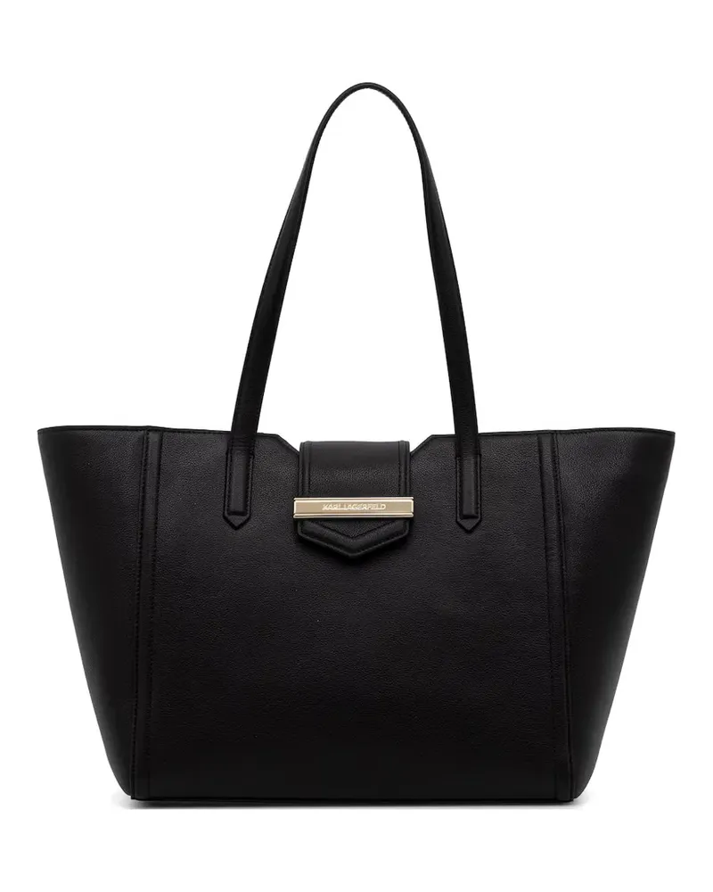 Karl Lagerfeld logo-plaque leather tote bag - Schwarz Schwarz