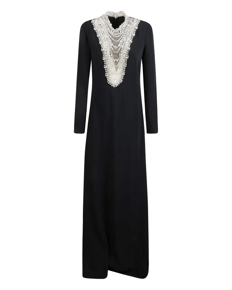COSTARELLOS Langärmeliges Kleid mit Kristallen - Schwarz Schwarz