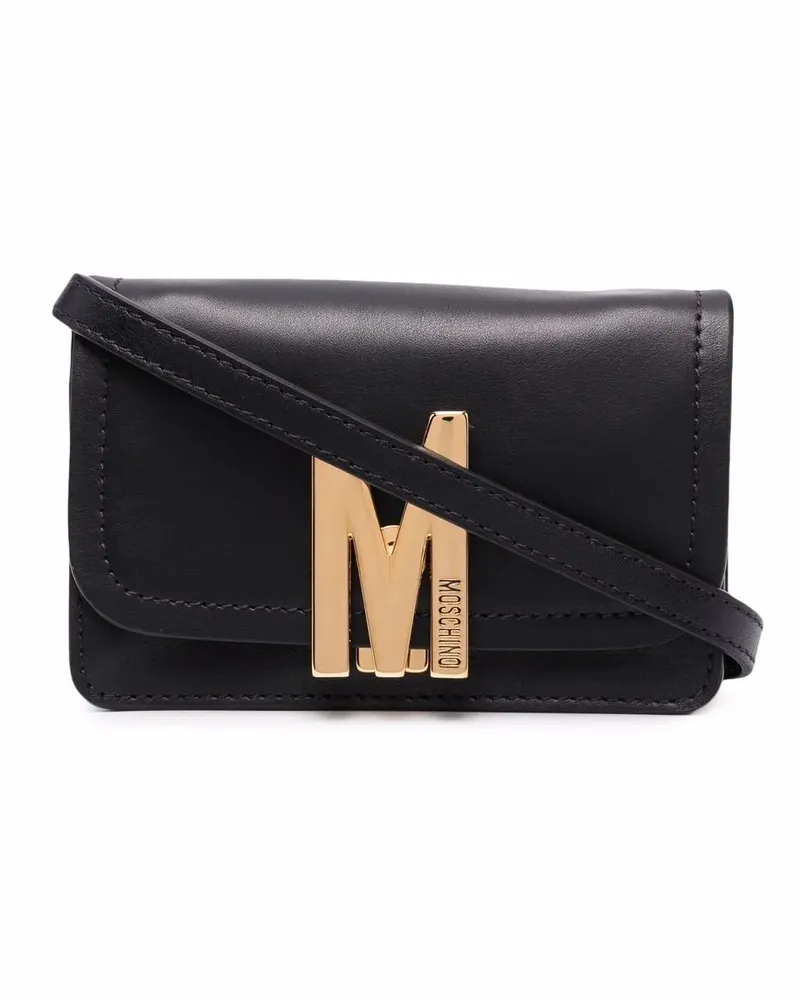 Moschino Clutch mit Logo-Schild - Schwarz Schwarz
