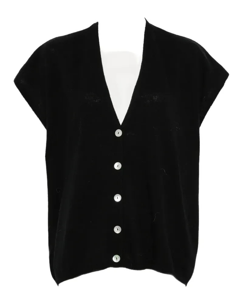 Dixie V-neck button-up cardigan - Schwarz Schwarz