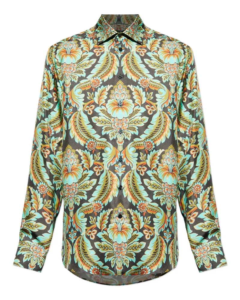 Etro Hemd aus Seide mit Paisley-Print - Grün Grün