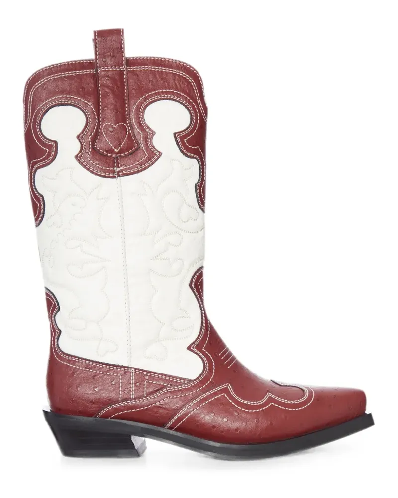 Ganni embroidered two-tone boots - Rot Rot