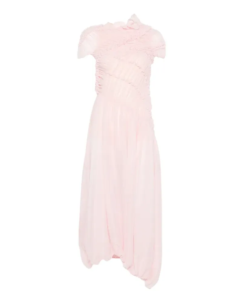 Magda Butrym ruched ruffled-trim midi dress - Rosa Rosa