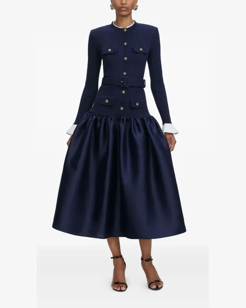 Self-Portrait Midikleid mit Gürtel - Blau Blau