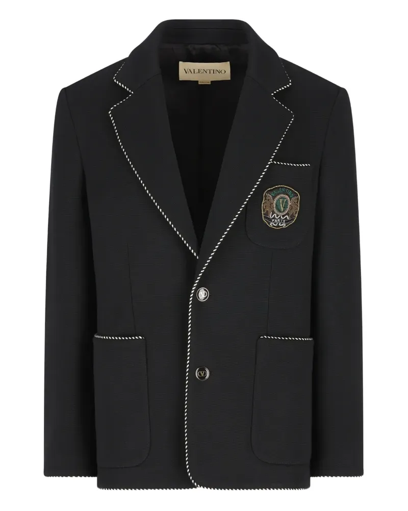 Valentino Garavani embroidered-patch pocket blazer - Schwarz Schwarz