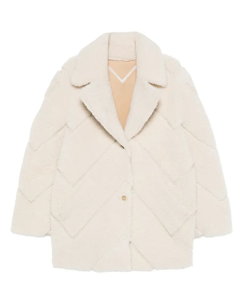 OFF-WHITE chevron-pattern shearling jacket - Weiß Weiß