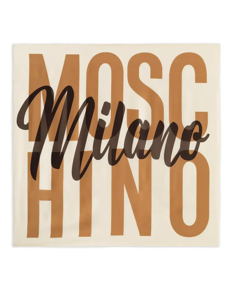Moschino Seidenschal mit Logo-Print - Nude Nude