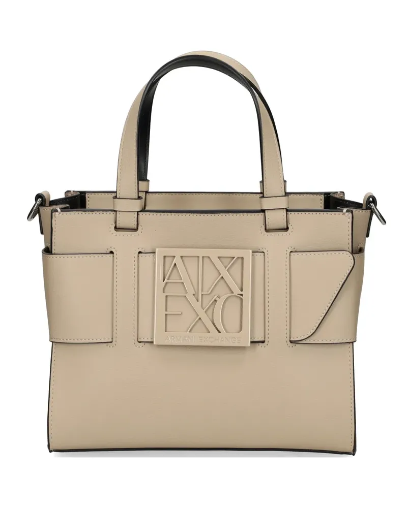 Armani Exchange logo-plaque tote bag - Nude Nude