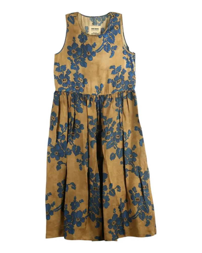 Uma Wang floral-print sleeveless midi dress - Braun Braun
