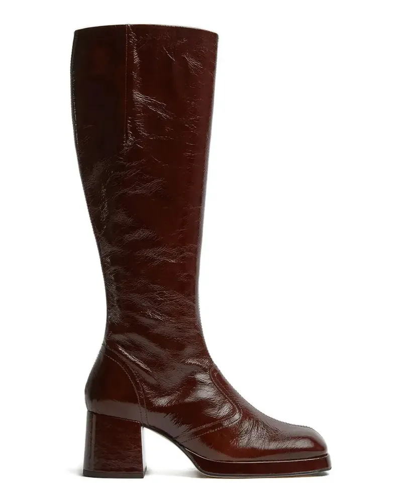 Miista Stiefel mit runder Kappe und Reißverschluss - Braun Braun