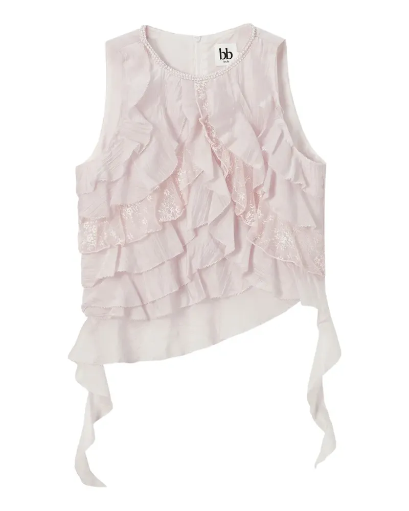 b+ab ruffled lace-panel blouse - Violett Violett