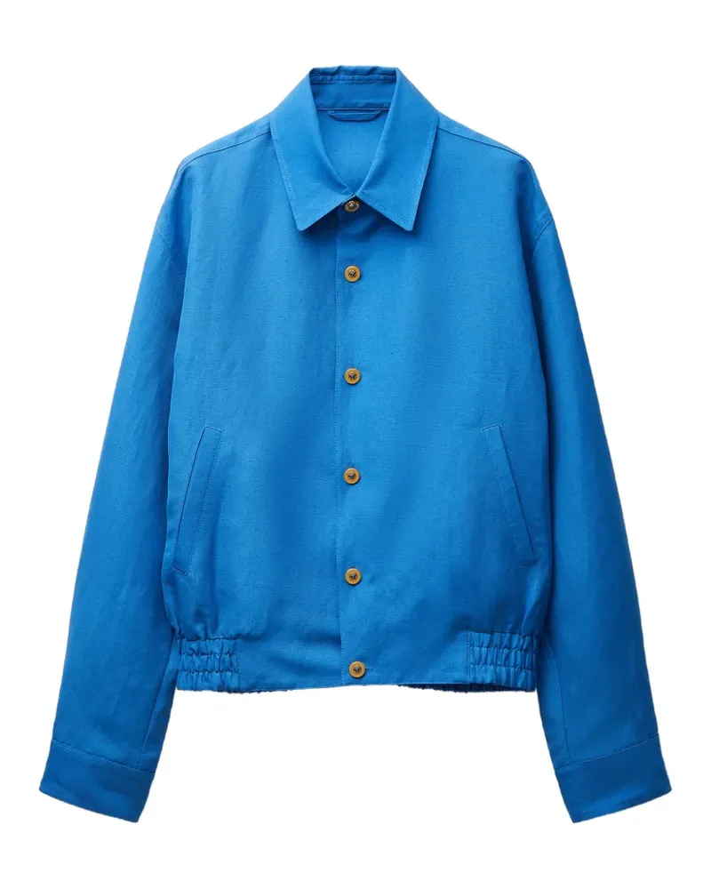 Versace Blousonjacke aus Wolle und Leinen - Blau Blau