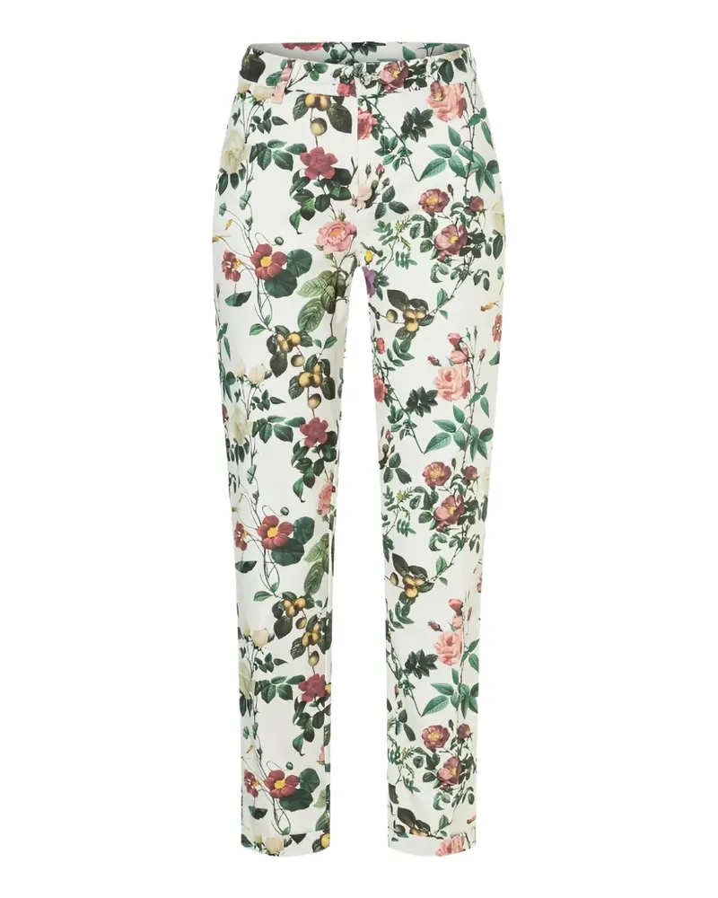MAC Jeans Hose mit Blumenprint - Weiß Weiß