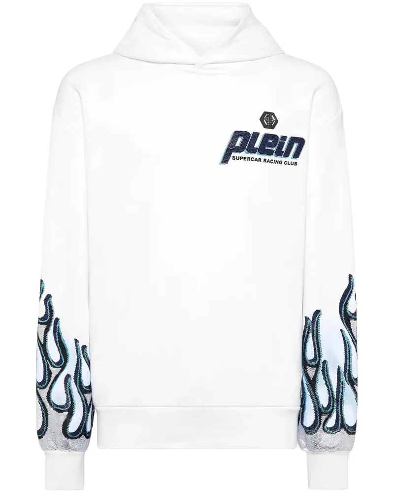 Philipp Plein Flame Racing Hoodie - Weiß Weiß
