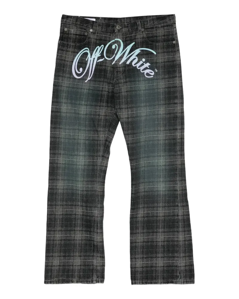OFF-WHITE Gerade Jeans mit Check - Schwarz Schwarz