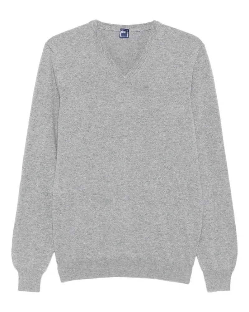 Fedeli Kaschmirpullover mit V-Ausschnitt - Grau Grau