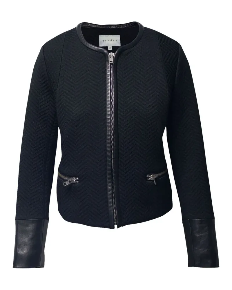 Sandro zipper leather-cuff jacket - Schwarz Schwarz