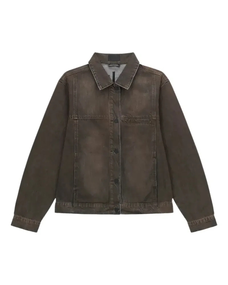 RTA Valentiano logo-embroidered denim jacket - Braun Braun