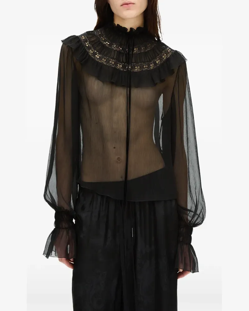 Ann Demeulemeester Palvi Bluse mit Rüschenkragen - Schwarz Schwarz