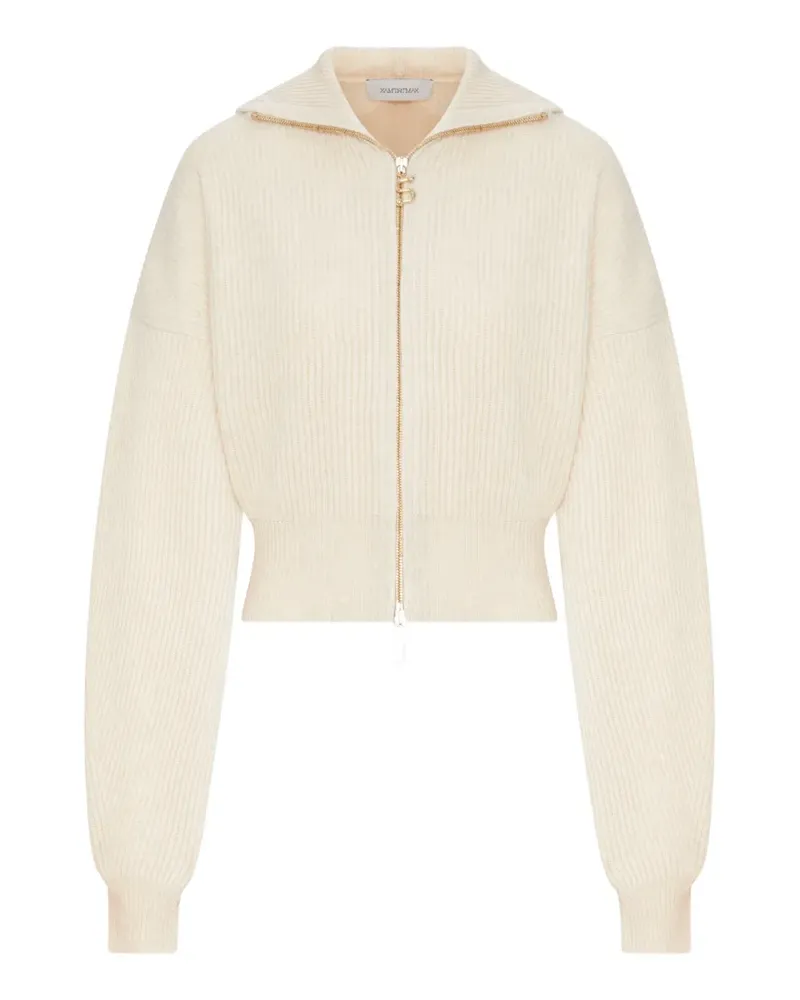 SPORTMAX ribbed-knit zip-up hoodie - Nude Nude
