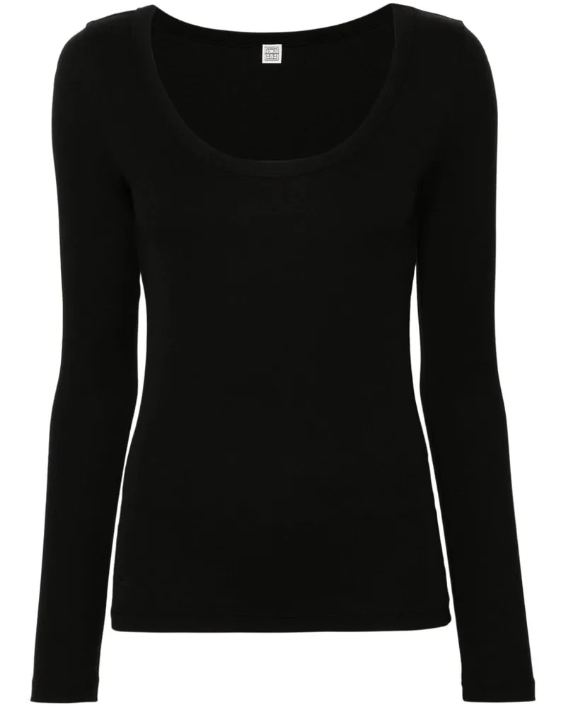 Totême T-Shirt mit U-Ausschnitt - Schwarz Schwarz