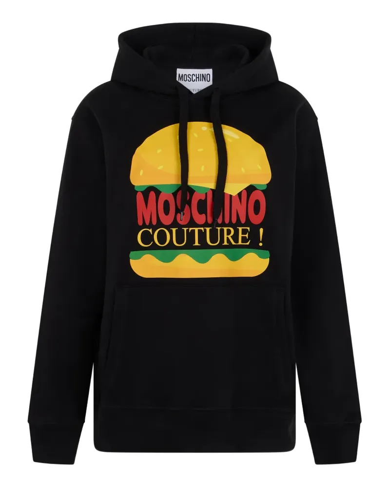 Moschino hamburger-print drawstring hoodie - Schwarz Schwarz