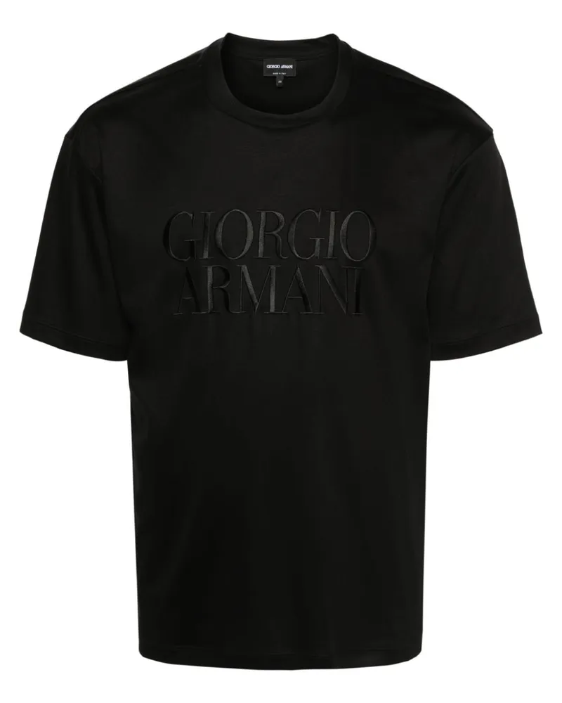 Giorgio Armani T-Shirt mit Logo-Stickerei - Schwarz Schwarz