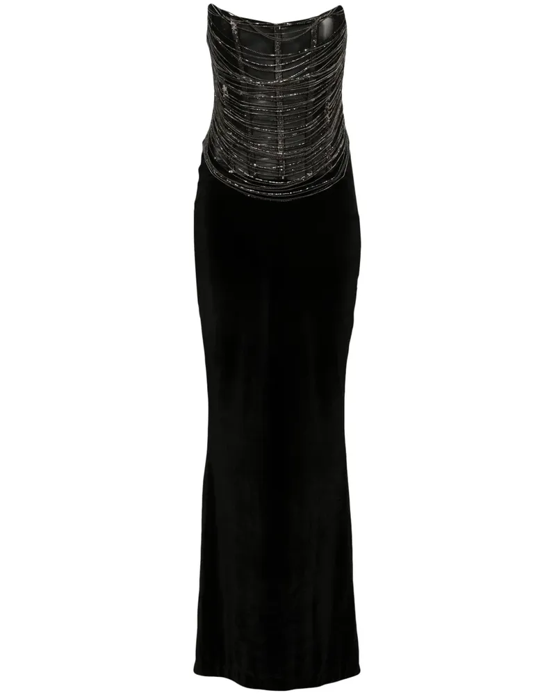 Retrofête Drapiertes Maxikleid - Schwarz Schwarz