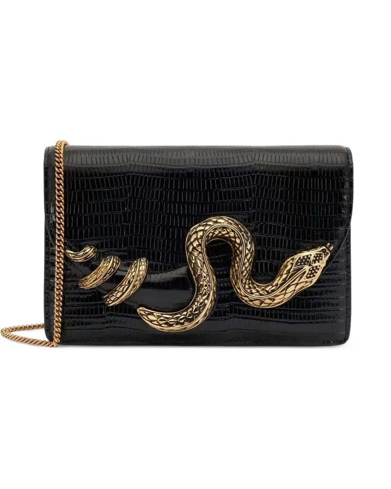Roberto Cavalli Clutch mit Schlangen-Motiv - Schwarz Schwarz