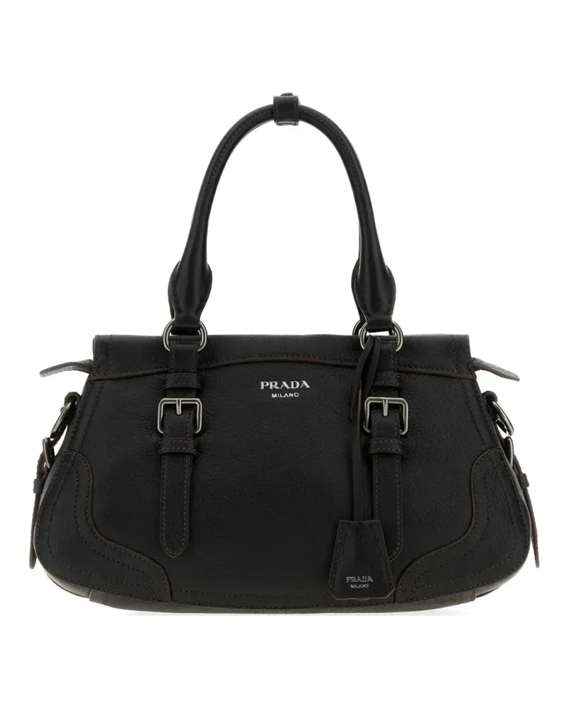 Prada buckle-detail leather tote bag - Schwarz Schwarz