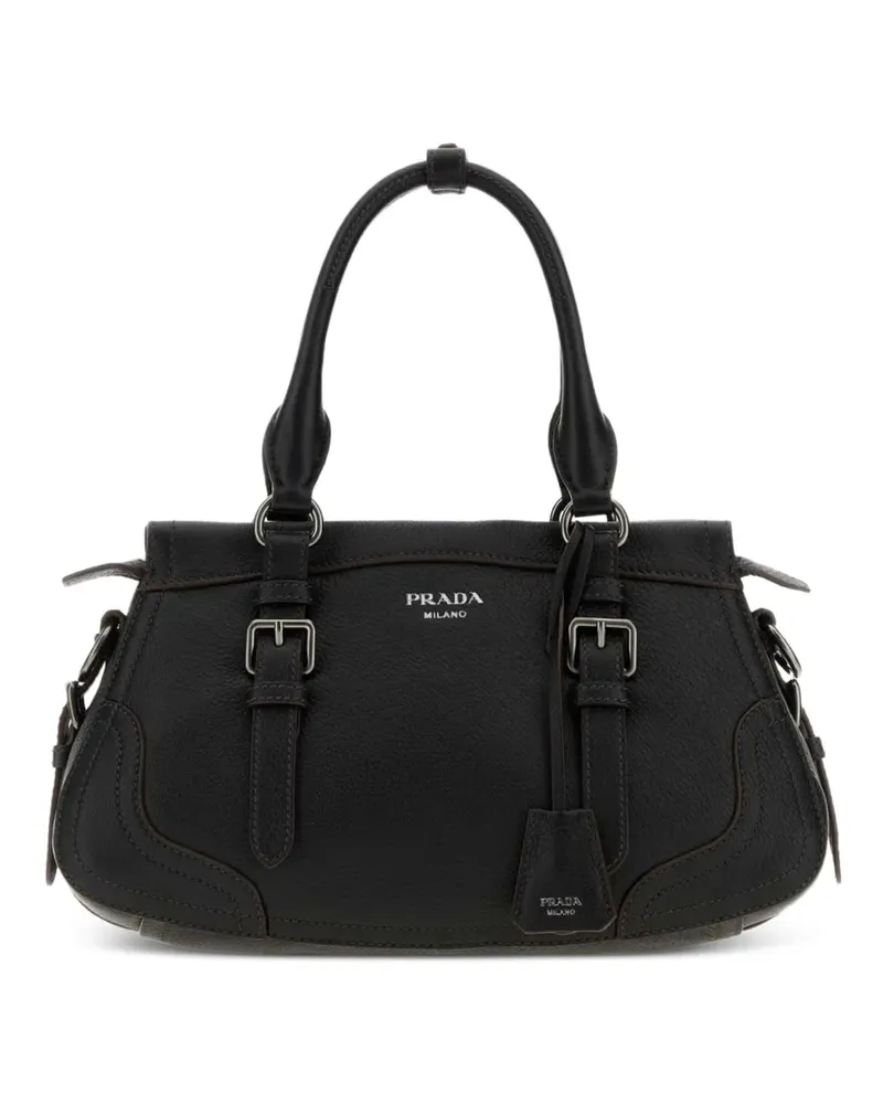 Prada buckle-detail leather tote bag - Schwarz Schwarz