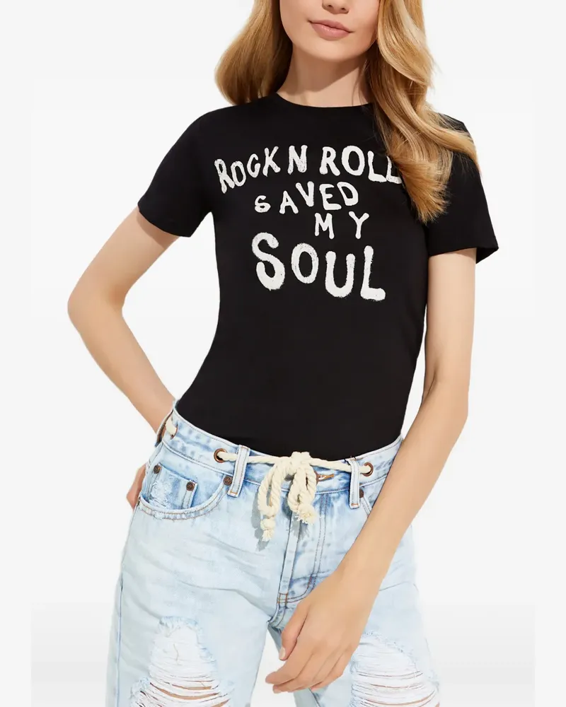 One Teaspoon fitted printed cotton T-shirt - Schwarz Schwarz