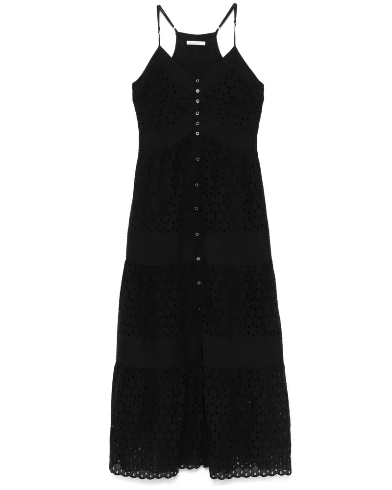 Patrizia Pepe Midikleid mit Lochstickerei - Schwarz Schwarz