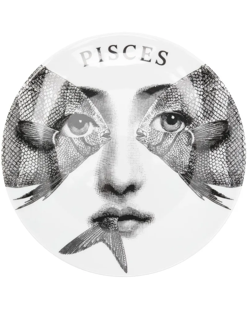 Fornasetti Tema e Variazioni n.359 Pisces Wandteller (26cm) - Weiß Weiß