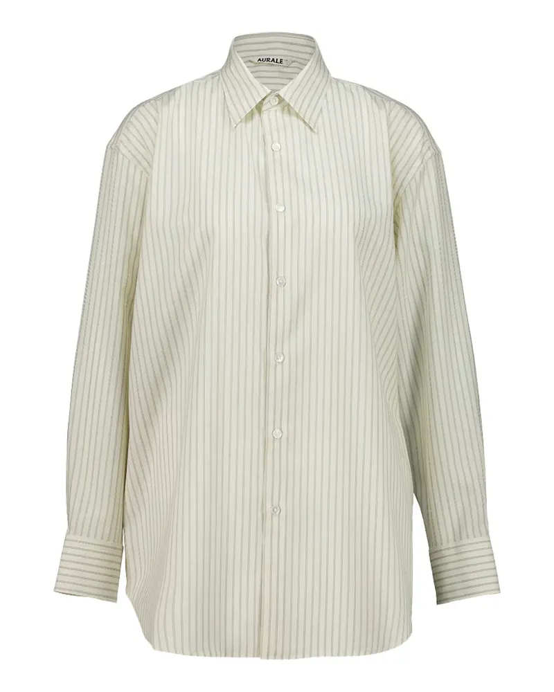 AURALEE stripe-pattern wool shirt - Weiß Weiß