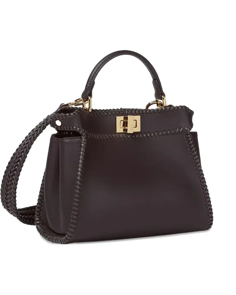 Fendi small Peekaboo braided tote bag - Braun Braun