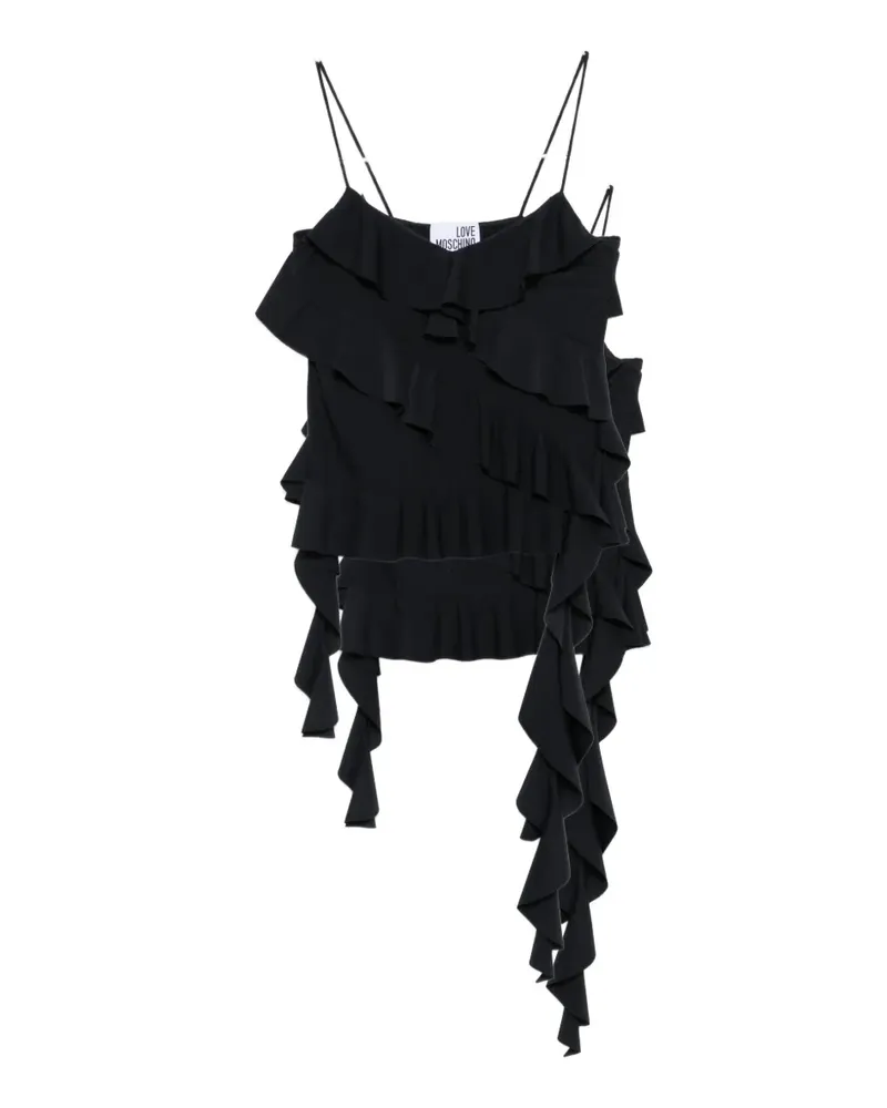 Moschino ruffled spaghetti-strap top - Schwarz Schwarz