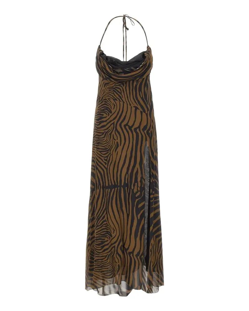 Blumarine zebra-print draped maxi dress - Braun Braun