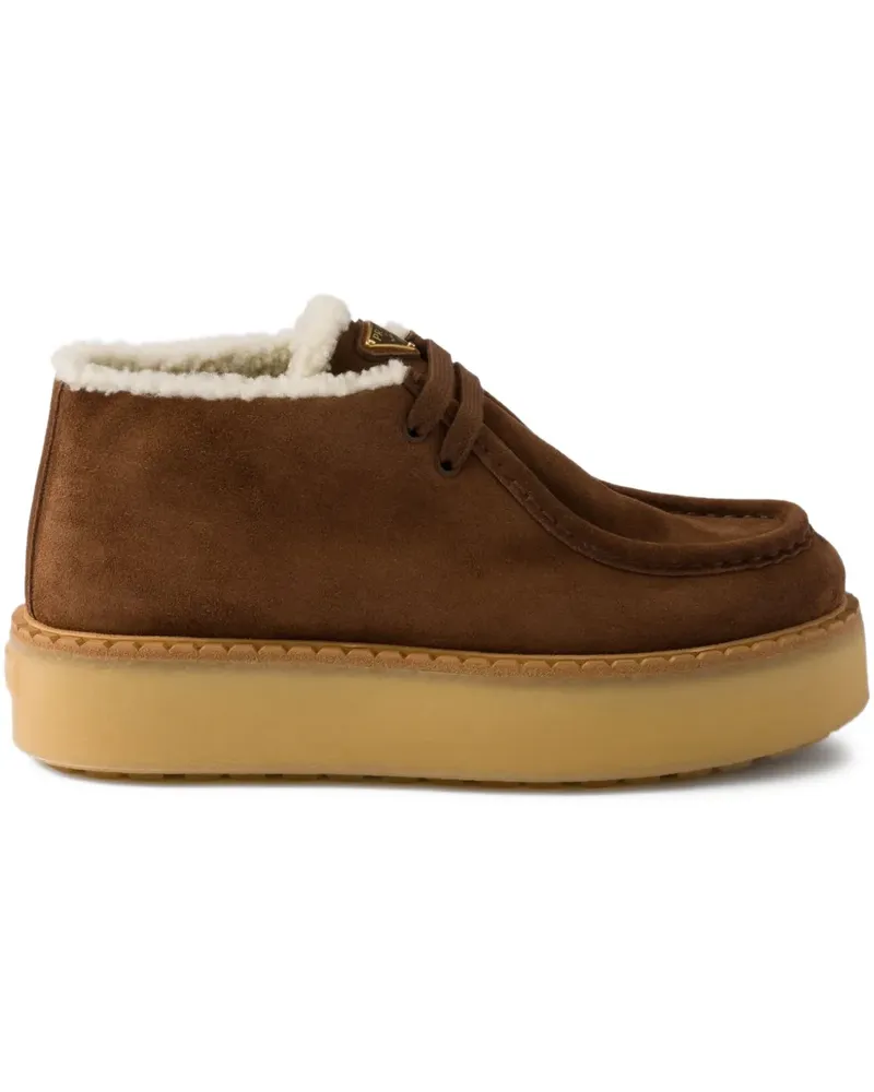 Prada Plateau-Stiefel aus Wildleder - Braun Braun