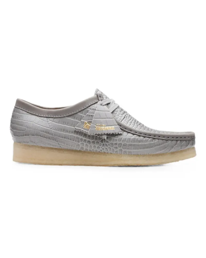 Clarks Wallabee crocodile-effect leather boots - Grau Grau
