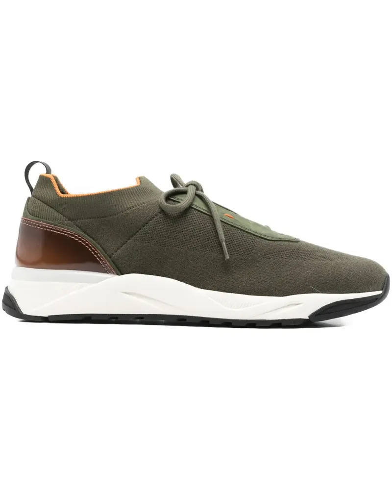 Santoni Sneakers mit Kontrasteinsätzen - Grün Grün