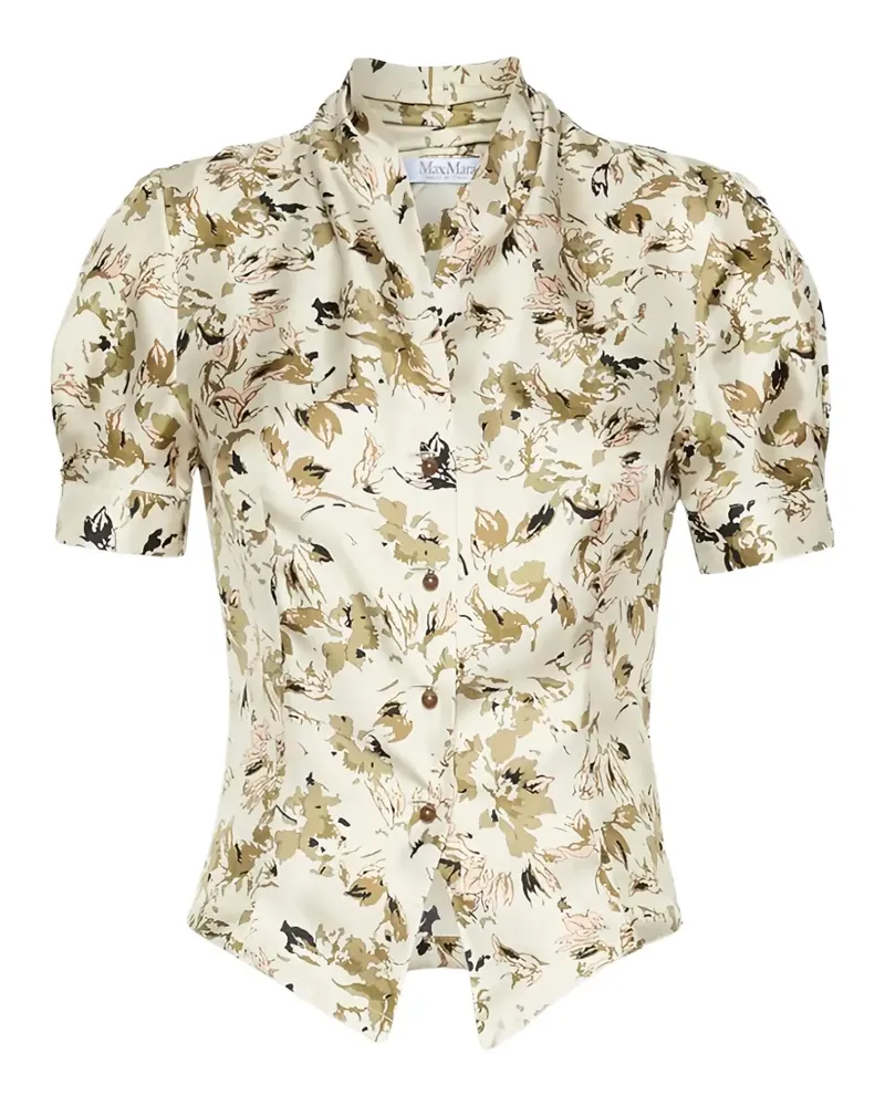 Max Mara Hemd aus Seidentwill mit Print - Nude Nude