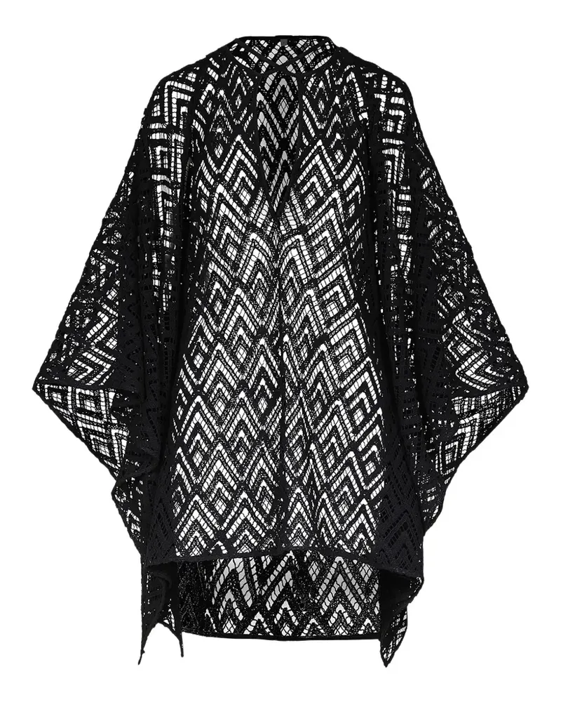 Johanna Ortiz Geometrisch gemusterter Poncho mit V-Ausschnitt - Schwarz Schwarz