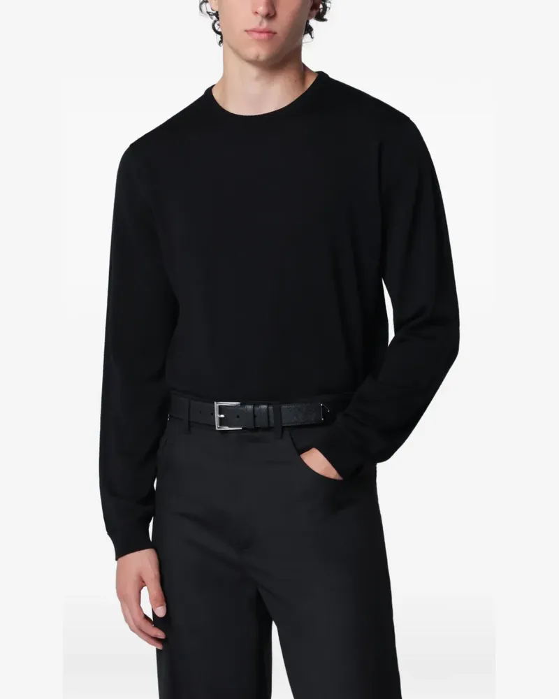 Roberto Collina Pullover mit geripptem Besatz - Schwarz Schwarz