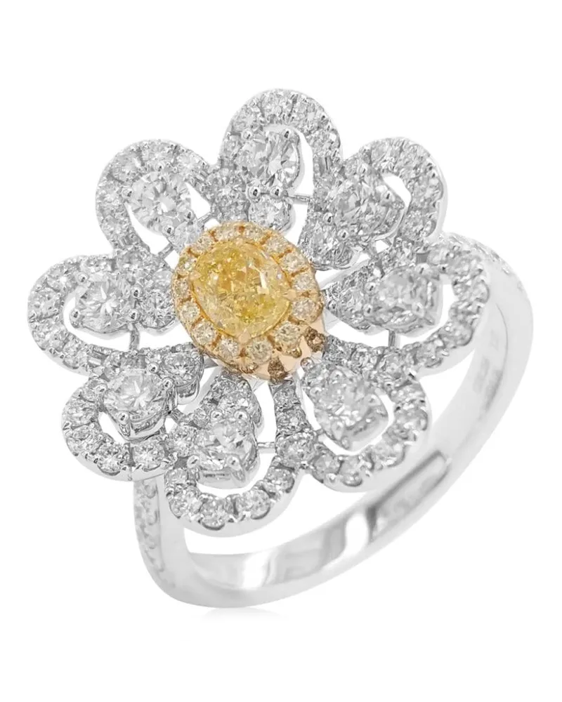 HYT Jewelry 18kt Gelbgoldring mit Palladium und Diamanten - Silber Silber