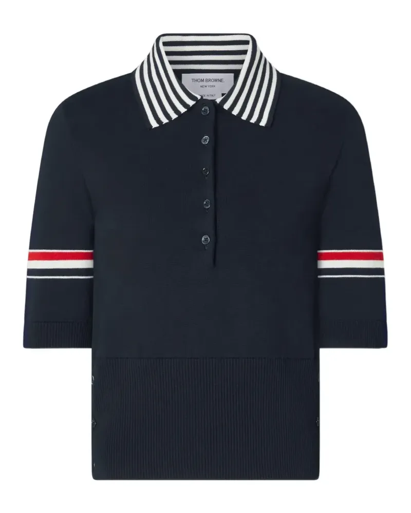Thom Browne RWB Stripe Poloshirt aus Hummer-Jacquard - Blau Blau