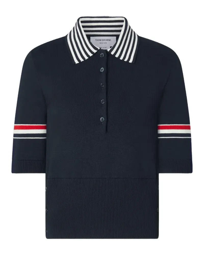 Thom Browne RWB Stripe Poloshirt aus Hummer-Jacquard - Blau Blau