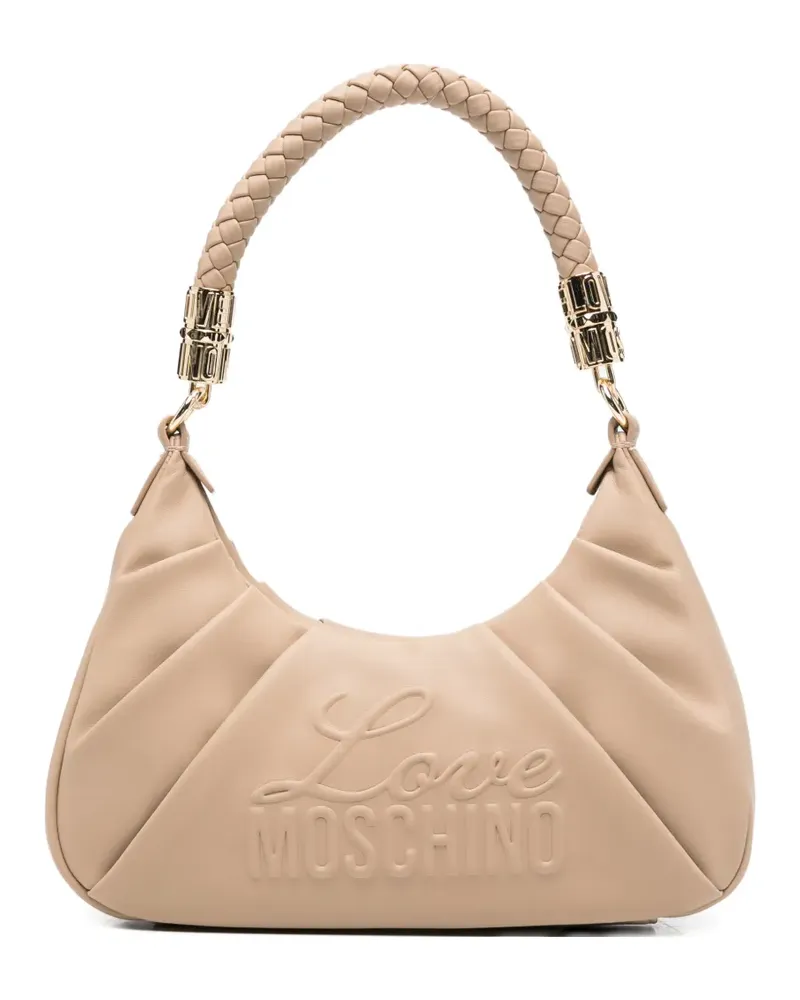 Moschino embossed-logo shoulder bag - Nude Nude